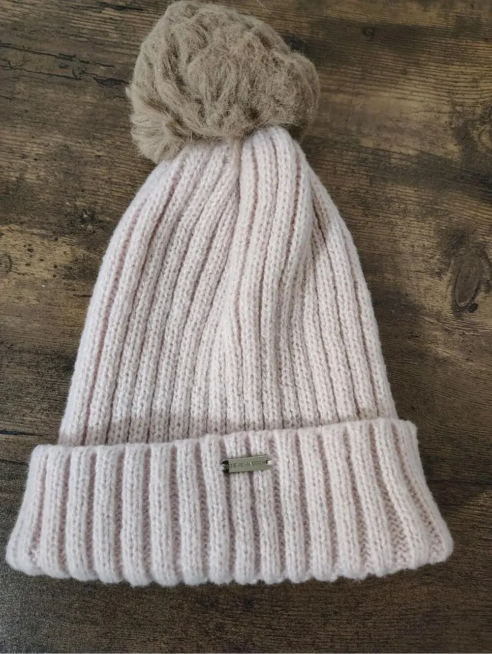 STEVE MADDEN Barbiecore Womens Hat GLOVES OS Pink Chunky Ribbed Knit SOFT POM
